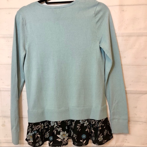 NWT LOFT Floral V-neck Mixed Media Sweater floral touch long sleeve office work - Picture 8 of 15